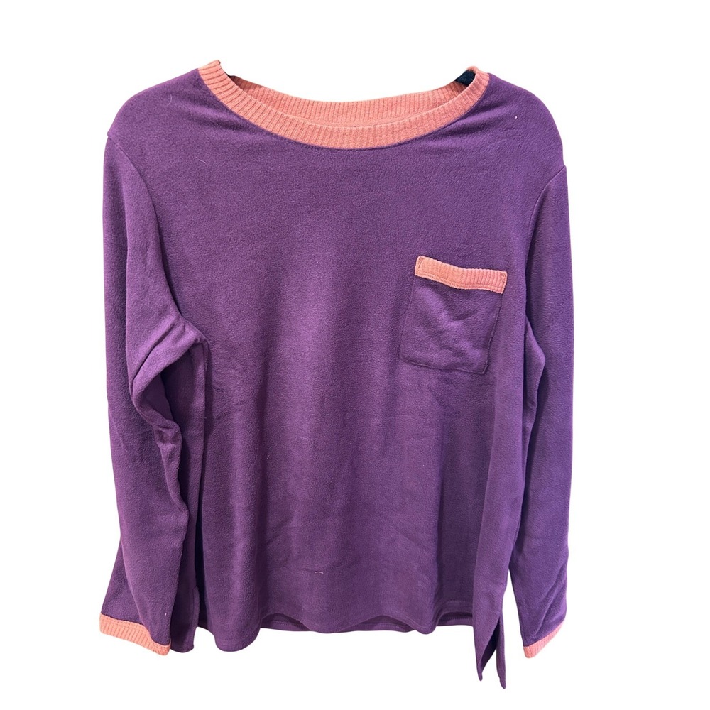 Cuddl Duds Fleece Pajama Set Womens PXL Petite XL Fig Plaid Purple Pink 2pc NEW